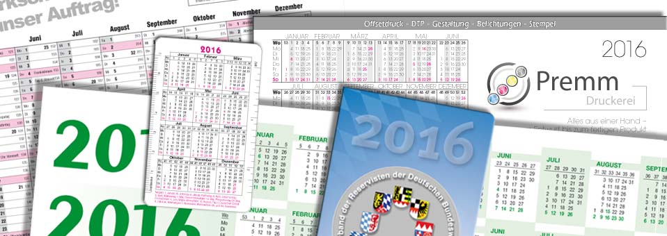 Vielseitige Kalender für 2016